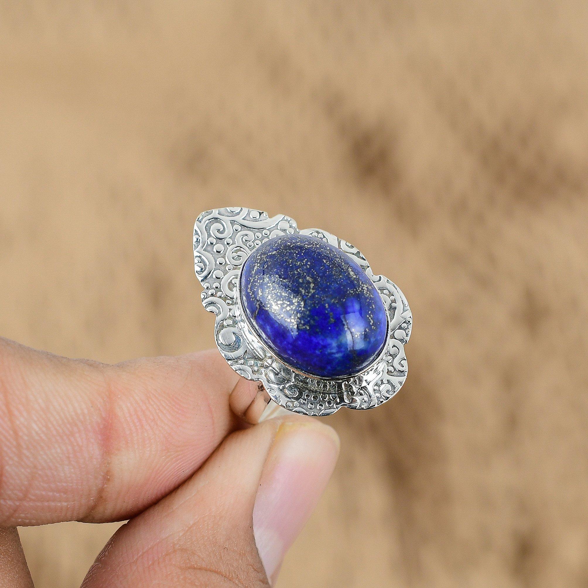 

Mothers day Sale Lapis Lazuli Gemstone Anniversary New Ring Jewelry 925 Silver Yes