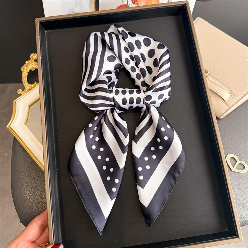 70Cm Dot Pattern Scarf Imitation Silk Square Scarf Women Neckerchief Female Luxury Square Scarves Satin Hijab Ribbon Bandana