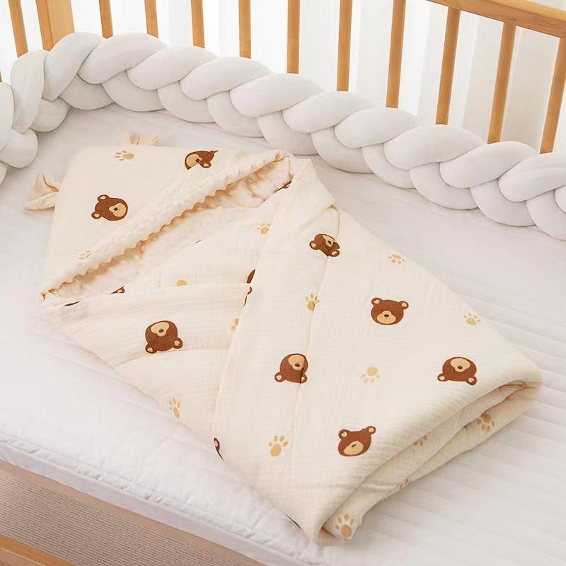 Crêpe Bohnen Bohnenklammer Baumwollsteppdecke Säugling Mit Kapuze Baumwolle Winddicht Außen Decke Neugeborenes Baby Steppdecke