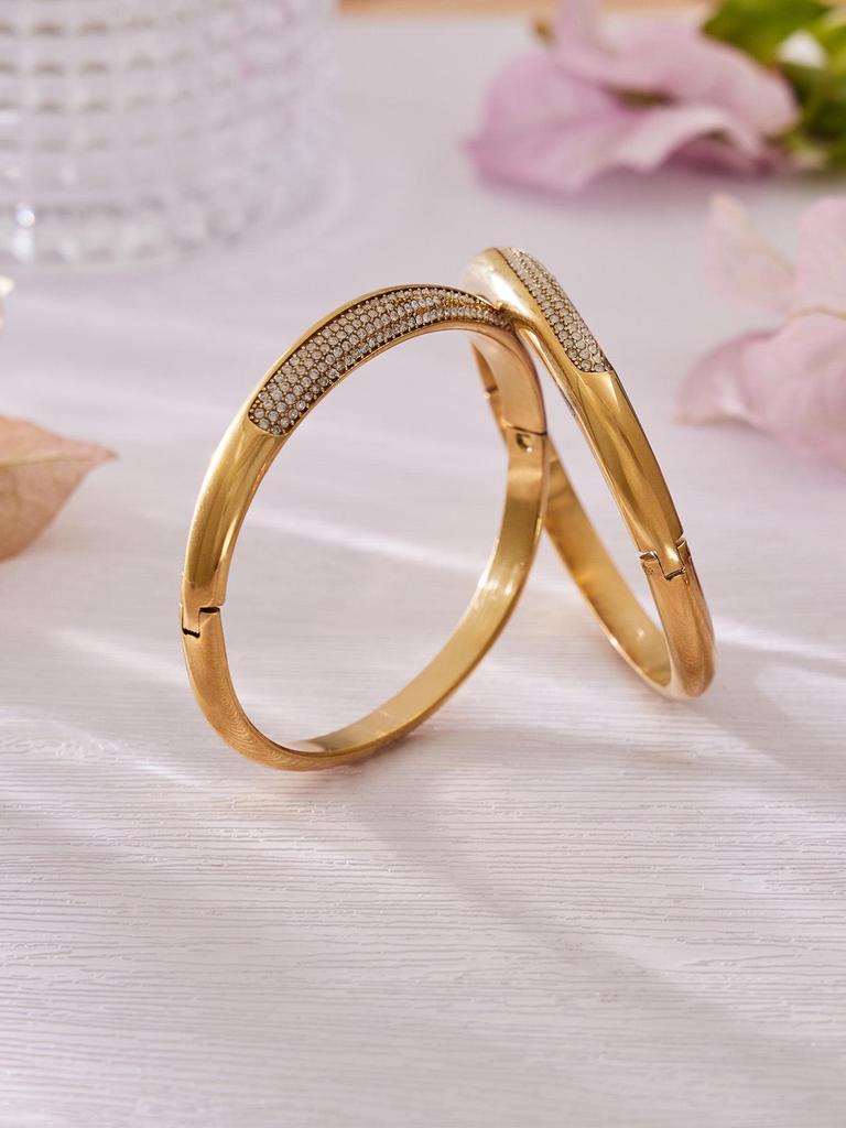 Stainless Steel Zircon Diamond Buckle Bracelet - Versatile European-American Light Luxury Fashion Accessory