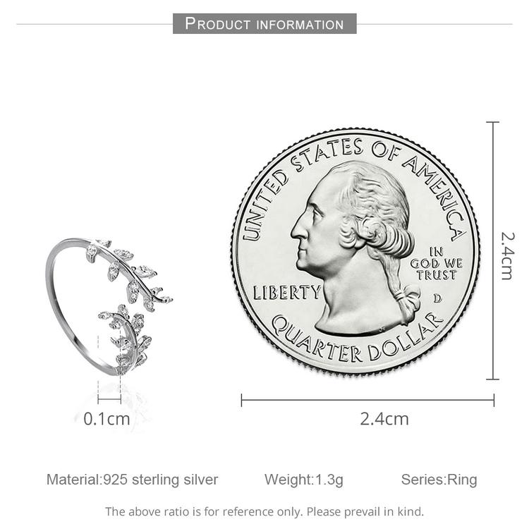 Bamoer novo 925 prata esterlina estilo coreano delicado folha aberta anel para mulher 2 cores simples anel jóias finas presente de casamento