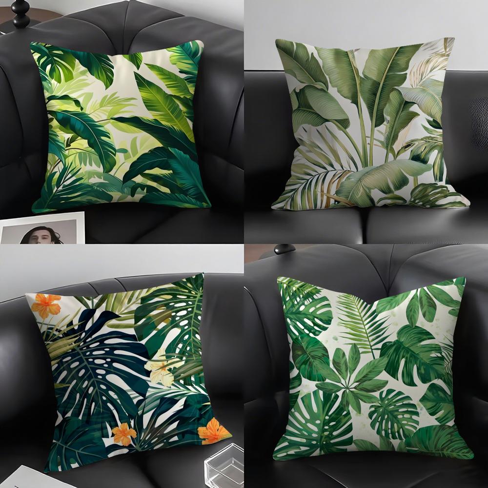 Palm Leaves Fashion Cushion Cover Pillowcase Ultra Soft Skin Friendly Fabric Cloud Like Comfort  Concealed Zipper