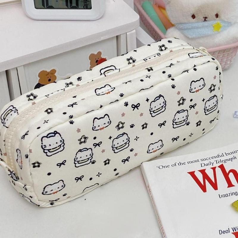 Large Capacity Multifunction Cartoon Pencil Box With Star Cat Print Design For School Office Supplies Cute Students Gift