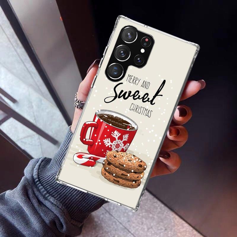 Winter Coffee Christmas Phone Case For Samsung Galaxy S23 S24 S25 Edge S26 Ultra S22 + S21 Plus S20 FE Cover Silicone Print Shel