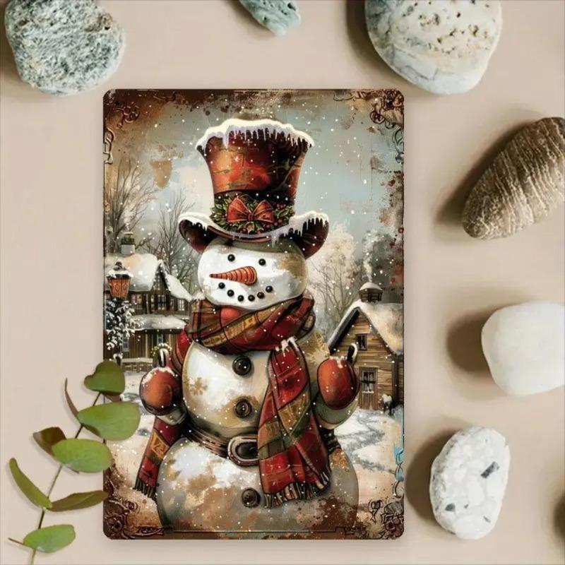 Vintage Merry Christmas Metal Sign, Retro Holiday Wall Decor 20x30cm