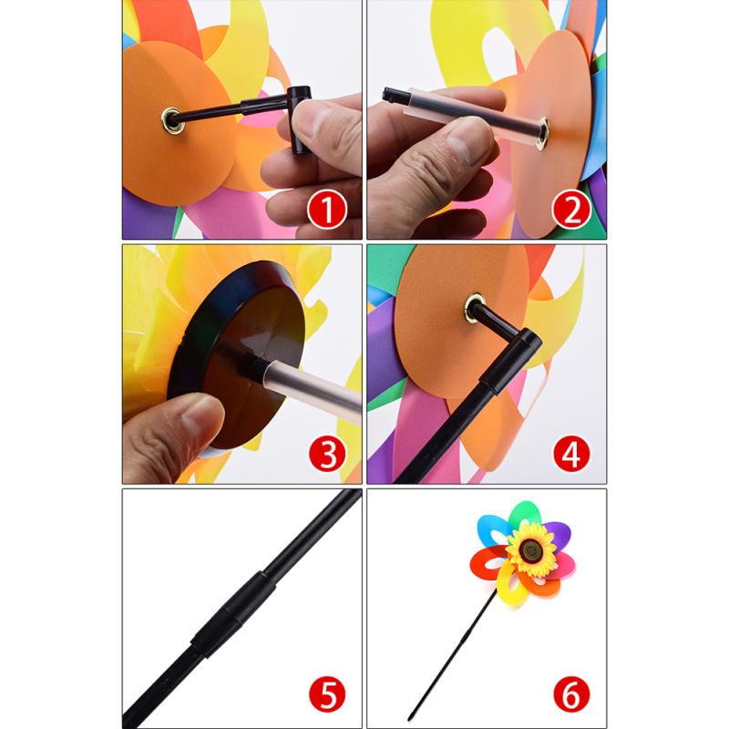 Colorful Garland Sun Flower Windmill Waterproof Outdoor Garden Decoration Site Layout Pinwheels