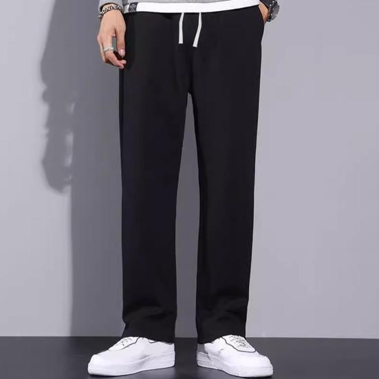 Men Thick Sweatpants Autumn And Winter Drawstring Waist Loose Casual Pants Fleece Lined Warm Trousers for Daily Wear Gym