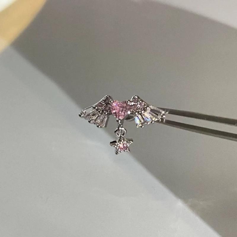 1 Pcs Pink Love Heart Wings Star Pendant Ear Bone Nail 316L Stainless Steel Piercing Earring Punk Jewelry Women Accessories