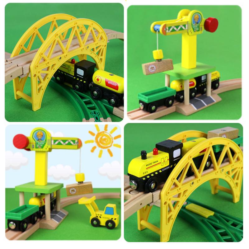 Wooden Train Track Highway Ring Construction Set  Railway Electric Magnetic Train Toy For All Brands Wooden Rail Toy Boy G9