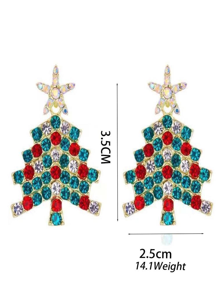 Colorful Christmas Earrings Earrings Simple Sweet Cutout Long Christmas Series Star Earrings