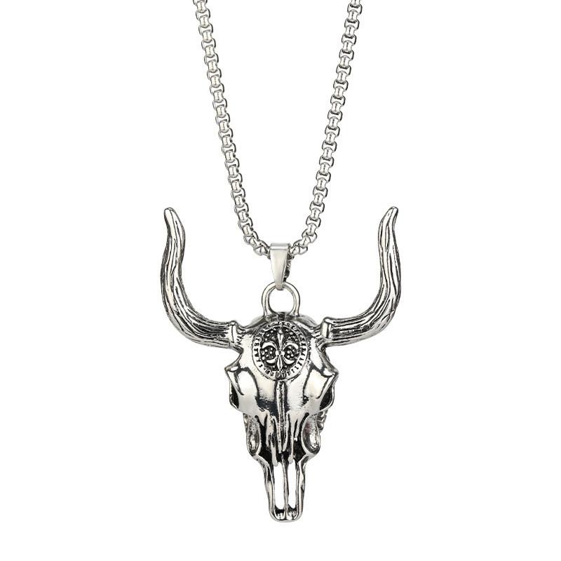 Distinctive Titanium Steel Bull Skull Necklace For Men Perfect For Casual And Wear Formal