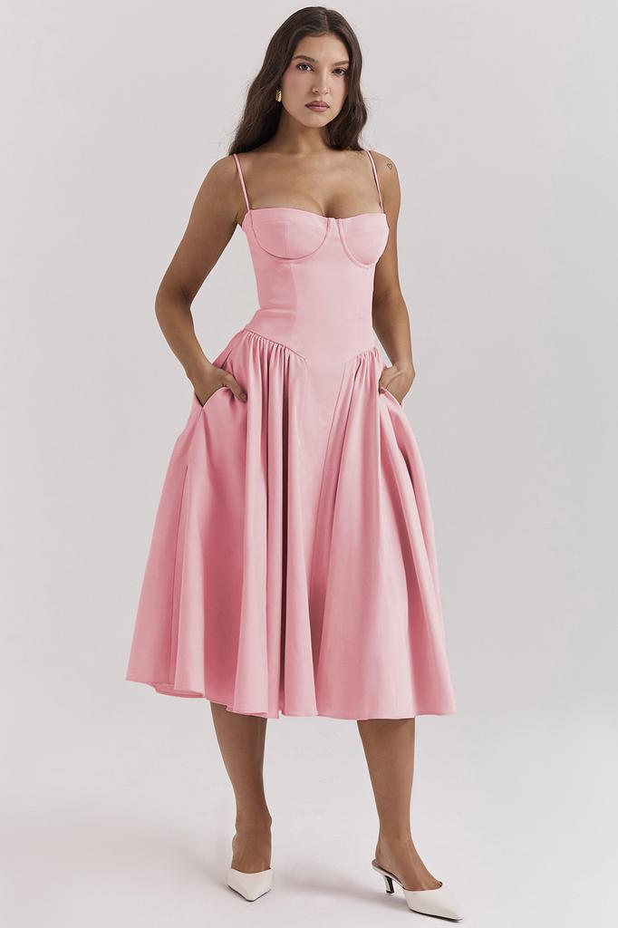 Summer skirt new retro long dress court style dopamine wear suspender dress women