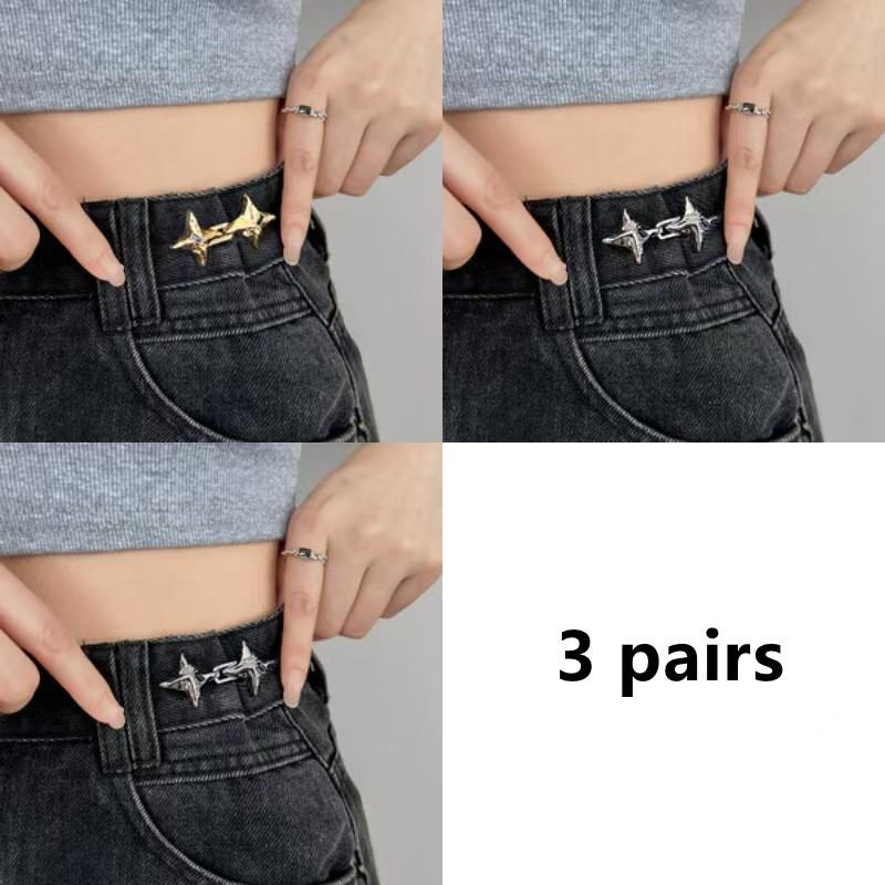 Strumento di stringimento vita a stella a quattro punte di temperamento, Fibbia in vita regolabile, Jeans alla moda, Fibbia in vita fissa