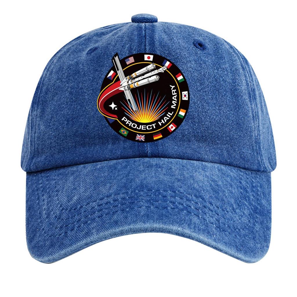 Washed Cotton Baseball Cap With Printed Distressed Soft Top Denim Hat For Men, European And American Retro Hat