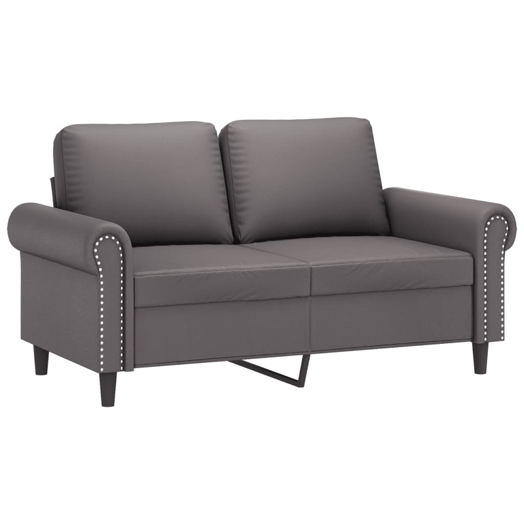 Vidaxl 2-Seater Sofa With Cushions, Gray, 120 Cm, Faux Leather