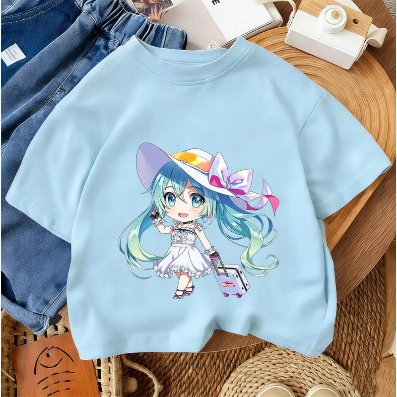 Hatsune Miku Fashion Trend Cartoon Street Style Top Summer Casual Children's T-Shirt