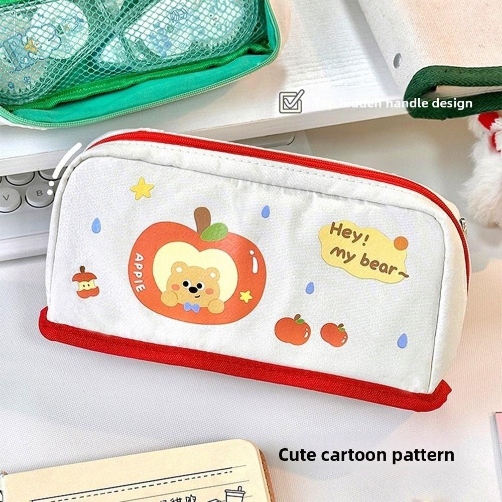 Large Capacity Cartoon Pen Bag Can Stand Zipper Stationery Case Pen Organizer Pouch  Student