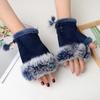 Thicken Solid Color Winter Girls Fashion Accessories Plush Mittens Fingerless Gloves Elastic Gloves