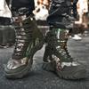 Outdoor Hiking Shoes Men Casual Combat Boots Men Breathable Wear-resistant Anti-slip Flat Comfortable High-top Boots Men