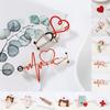 1PC Electrocardiogram Pin Nurse Stethoscope Doctor Heart Shaped Medical Jewelry Lapel Brooch Backpack