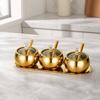 Stainless Steel Seasoning Container Set with Tray DustResistant ThreeCompartment Condiment Holder