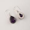Amethyst Gemstone 925 Sterling Silver Handmade Purple Stone Earrings 1.5" Lightweight Jewelry For Women AEE-2-6