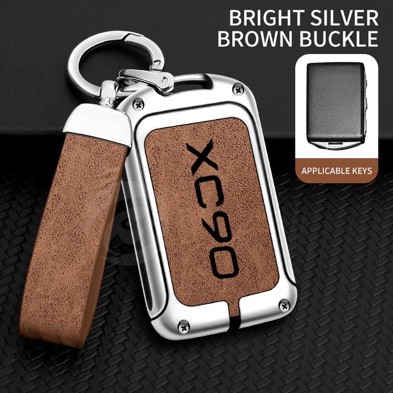 Zinc Alloy Car Remote Key Case Cover for Volvo XC90 Protective Key Bag with Fine Keychain Keyless Car-Styling Accessories