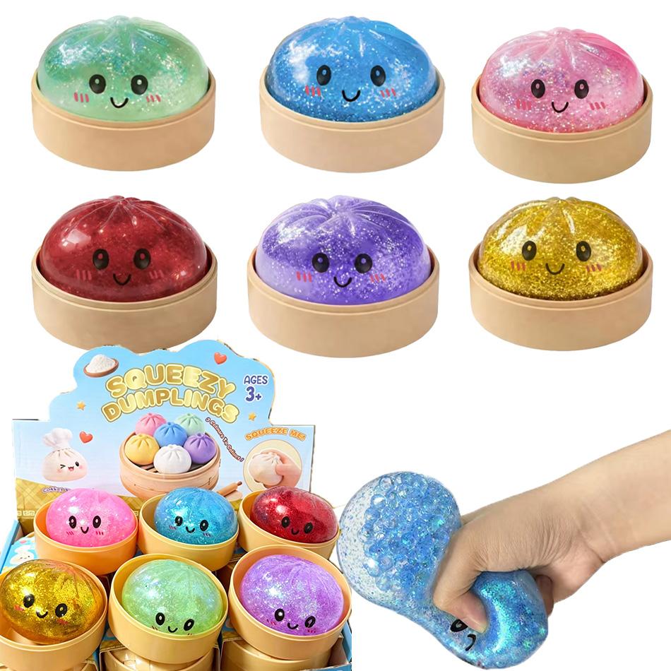 NEW Realistic Giant Dumpling Squishes Squeeze Toy with Steamer Soft TPR Dough Ball Decompression Fidget Toy Funny Creative Gift