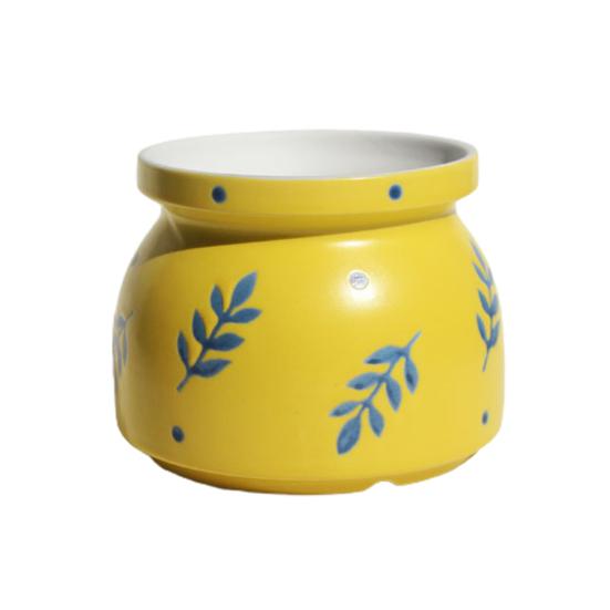 

Цветочный горшок, милый декоративный керамический яркий цветочный горшок с цветочным узором для дома жёлтый