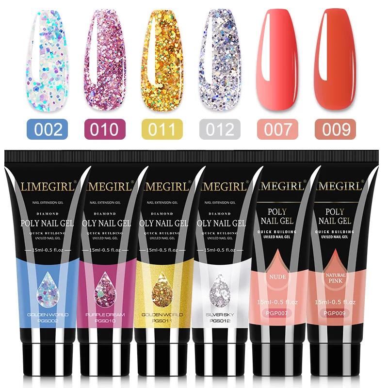Poly Nail Gel Set 6/8PCS Poly Nail Gel Set For Nail Extension Transparent Brown Finger Quick Building Gel Poly Extension Gel Set персиковый