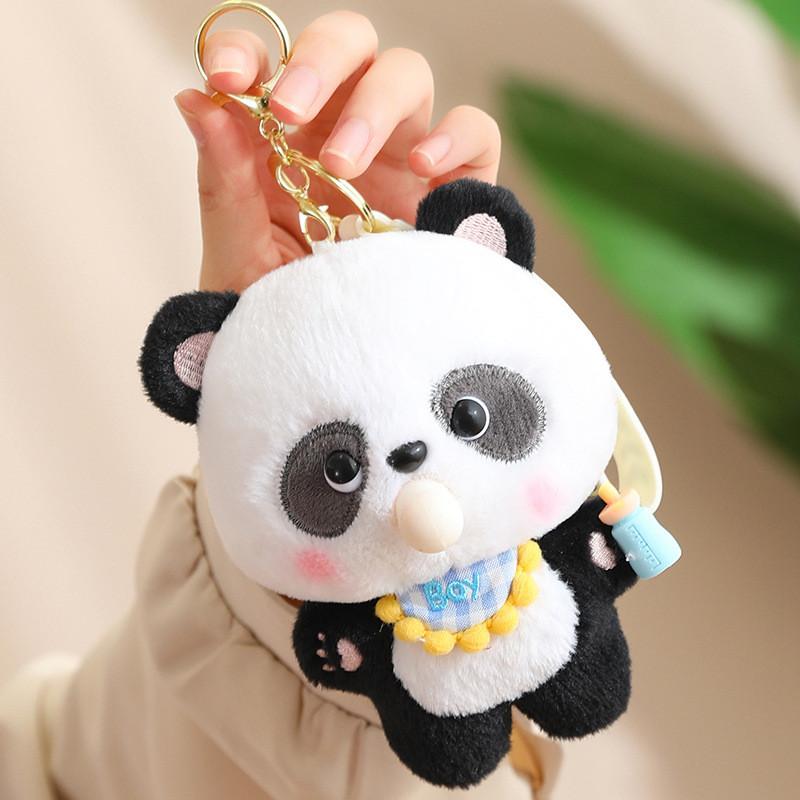 Panda Plush Cuddly Keychain Stuffed Bubble Blowing Designs Collectible Gifts