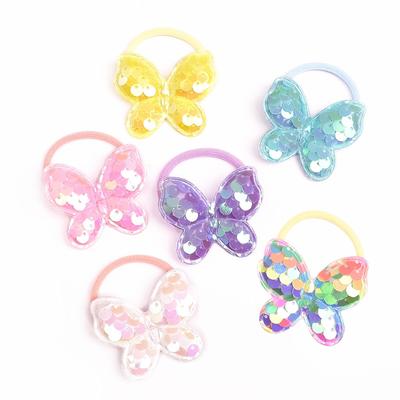 2PCS Sequin Fish Scale Butterfly Girls Kids Elastic Hair Bands Lovely Princess Hair Accessories Children Hair Ties Baby Headwear