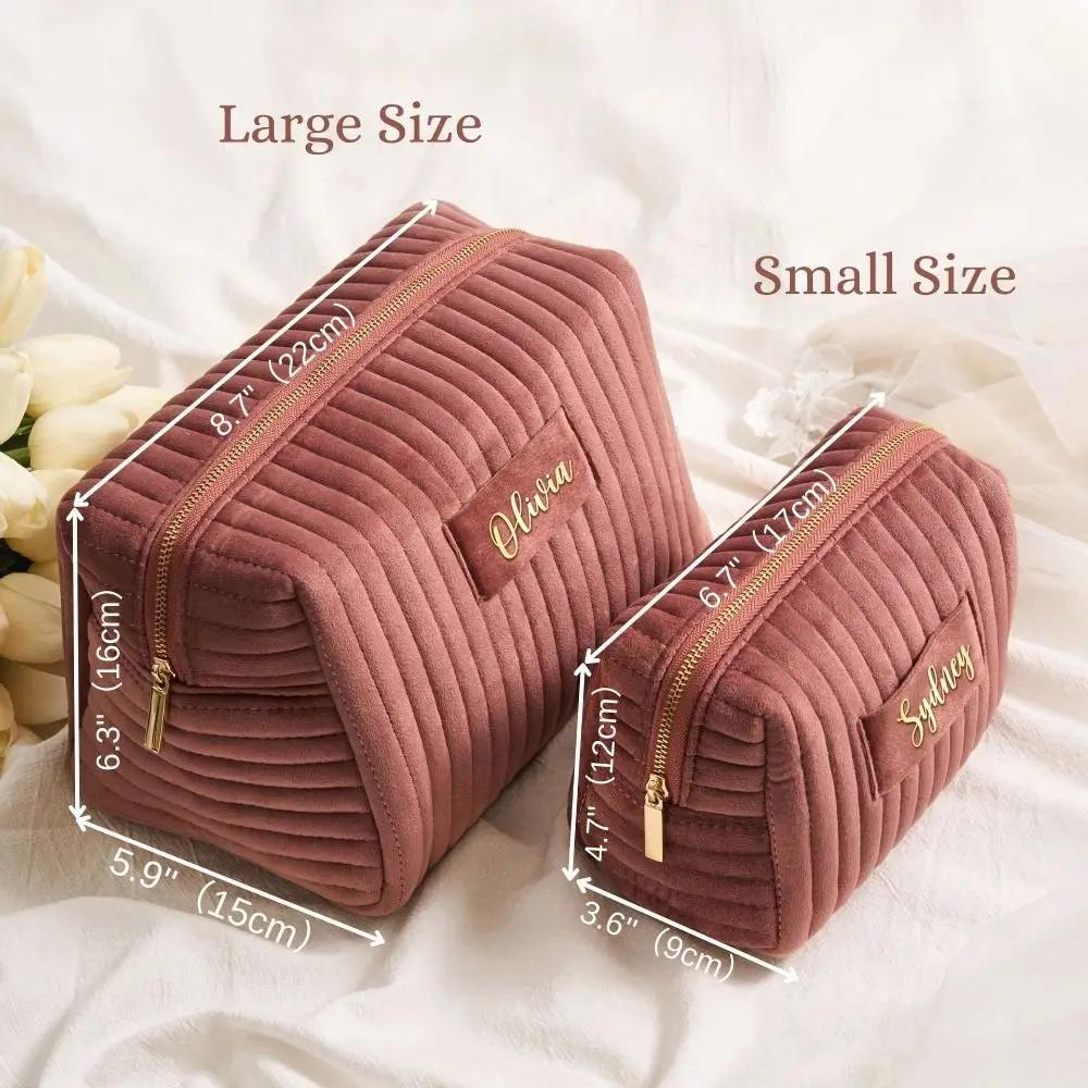 Portable Large Capacity Cosmetic Bag Multifunctional Velvet Makeup Bag Makeup Organizer Pouch Women Men