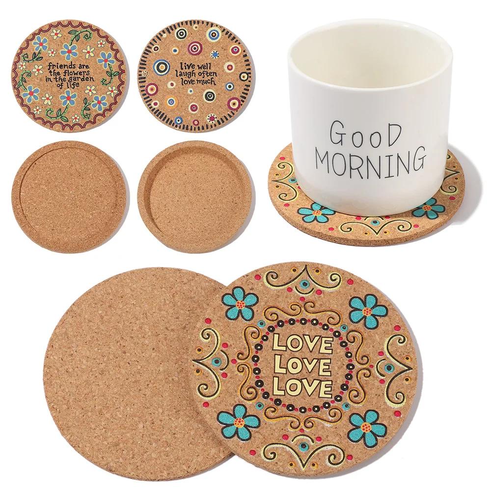 Durable Household Tea Coasters Mug Holder Non-slip Anti-hot Heat Pad Wooden Cup Mat Cork Coasters Heat Resistant