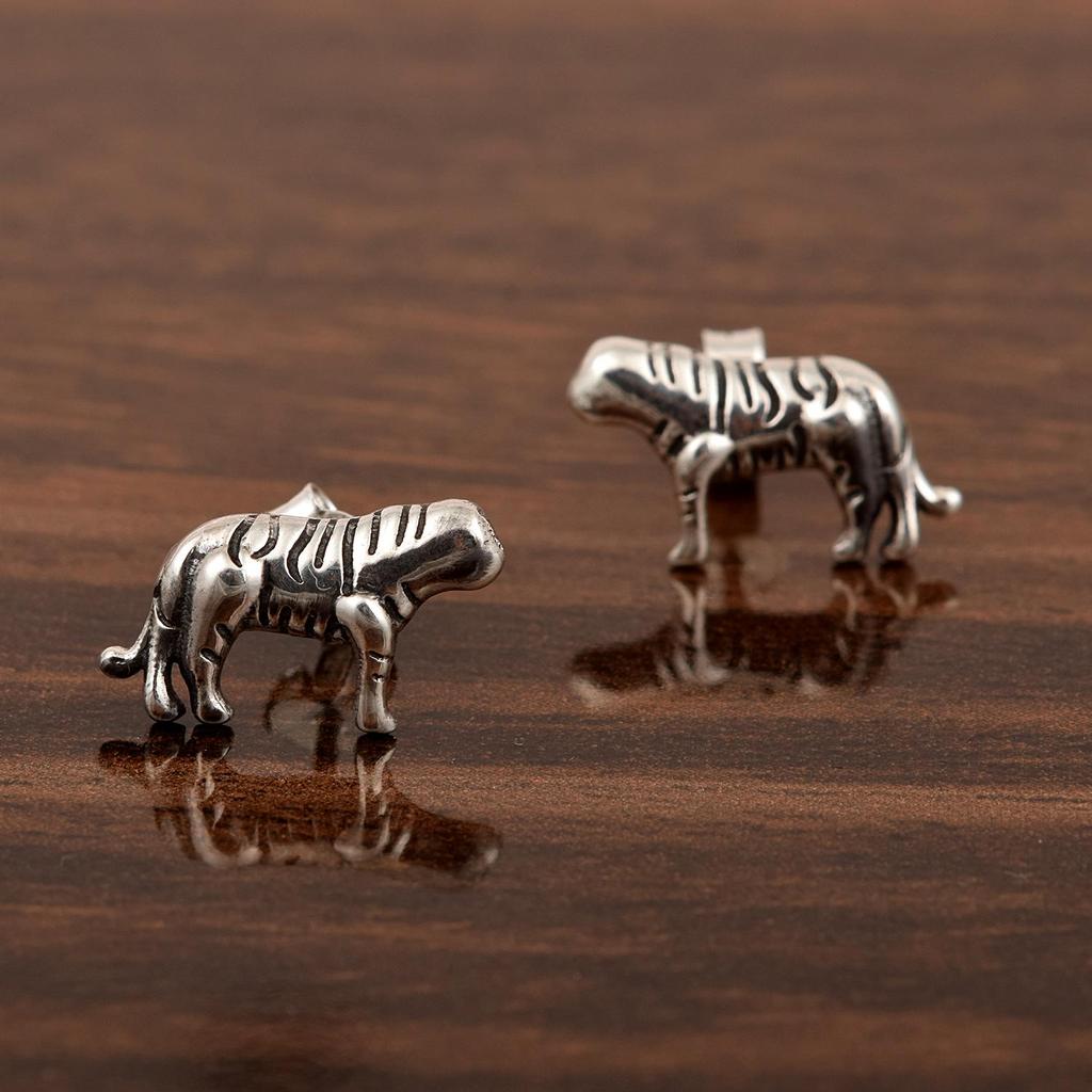 Orecchini a Bottone Tigre - Argento Sterling 925