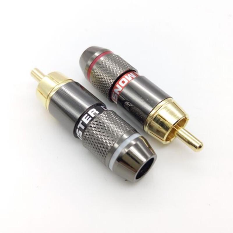 Gold-Plated Copper RCA Audio Plug, Self-Locking, 6.0mm