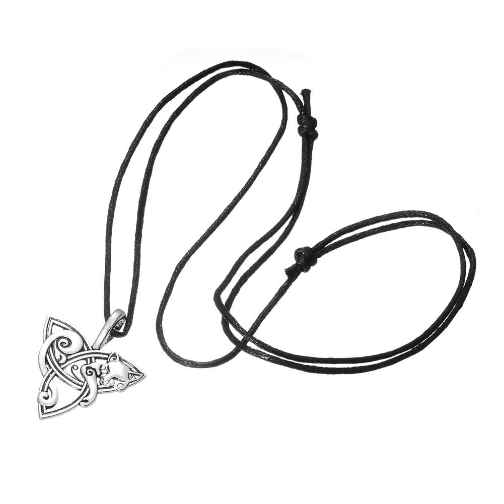 Collier pendentif renard viking Mode Rétro Cordon de cuir Chaîne de pull Bijoux Pour Hommes et Femmes
