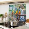 Decorative Glass Cutting and Serving Boards Parrots On a Branch 2X30X52 Cm