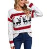 Autumn and winter knitted sweater christmas elk jacquard pullover crew neck top sweater women
