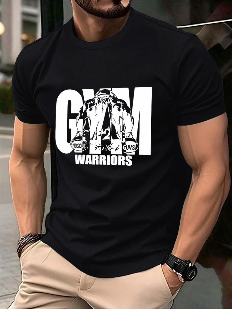 Gym Warriors Muscle Guys Printing Mens TShirt Cotton Summer Soft Tops Oversized ONeck Short Sleeve T Shirt Casual Male Clothes