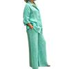 Trendy Blouse Trousers Suit Lightweight Casual Pocket