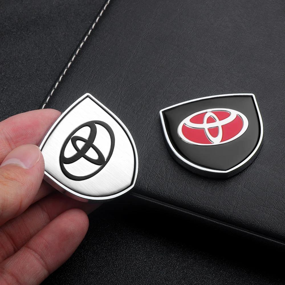 Car Styling 3D Meta Auto Door Shield Emblem Car Body Badge 3D Sticker For Toyota Corolla Yaris Chr Auris RAV4 Land Cruiser Camry