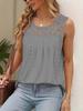 2025 Women's Plus Size Sleeveless Lace Pleated Blouse with Waist Cinching