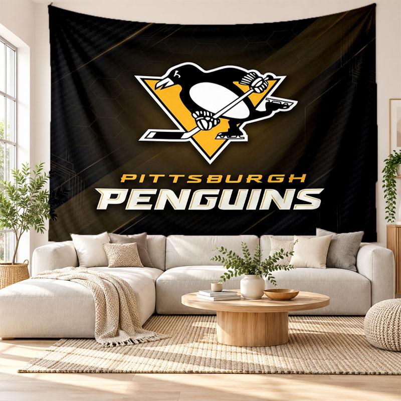 Pittsburgh Penguins Wall Tapestry, Soft Fabric Wall Hanging, Decorative Backdrop For Bedroom Home Wall Art