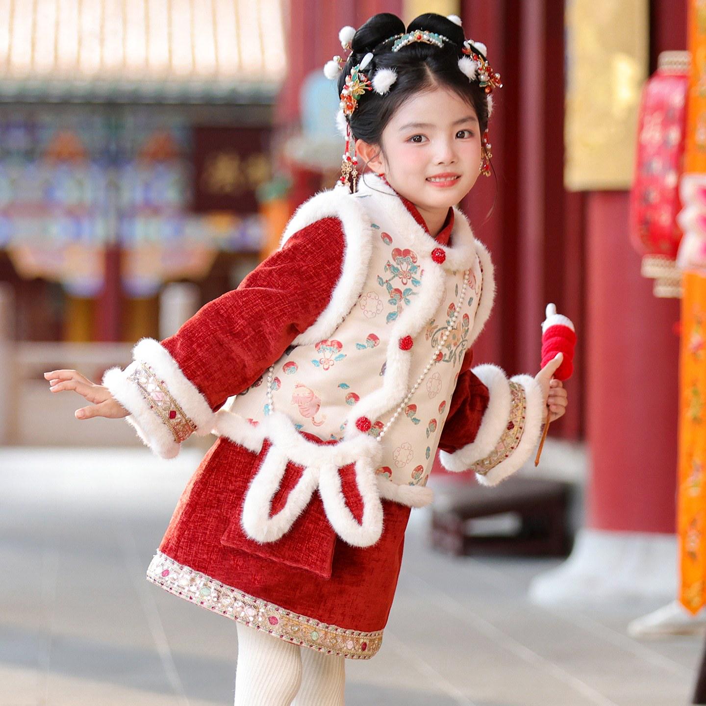 Детский Ханьфу Осень/Зима Танский костюм 2025 - Платье в древнекитайском стиле 160