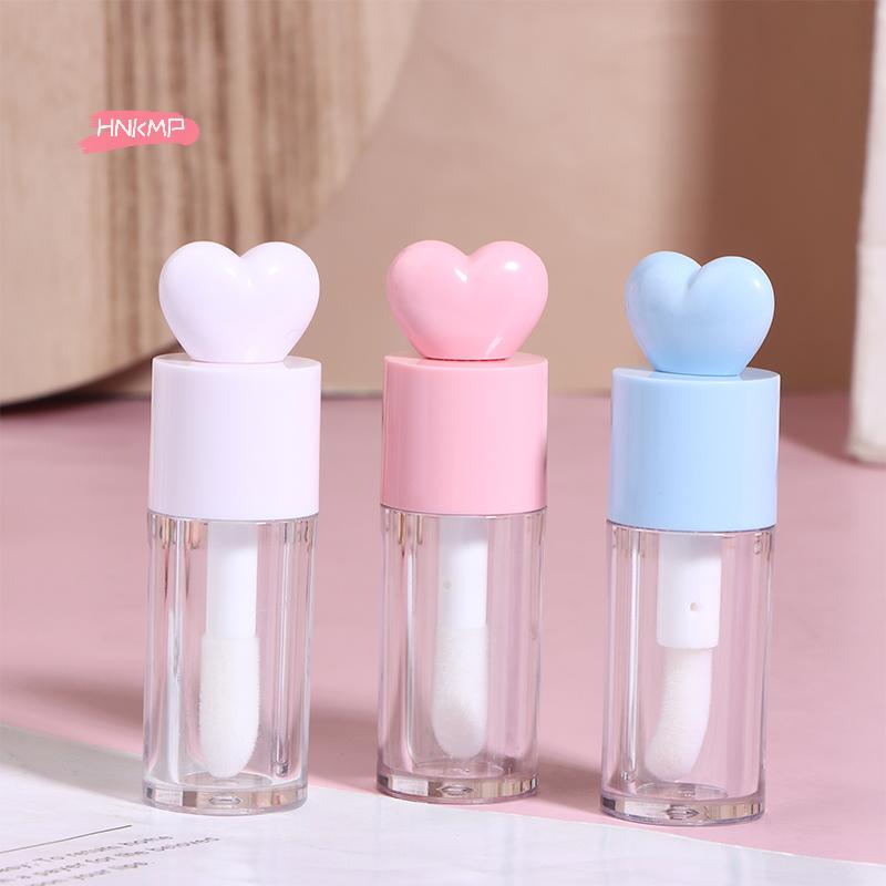 4ml Cute Heart Shape Lip Gloss Tubes Clear DIY Cylindrical Lip Balm Tubes with Wand Refillable Cute Creative Lipstick Bottle
