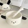 Koreansk Söt Hundformad Salladsskål Skedset Sovsal Nudelskål Keramisk Soppskål Med Handtag Kawaii Keramisk Tallrik Rätt
