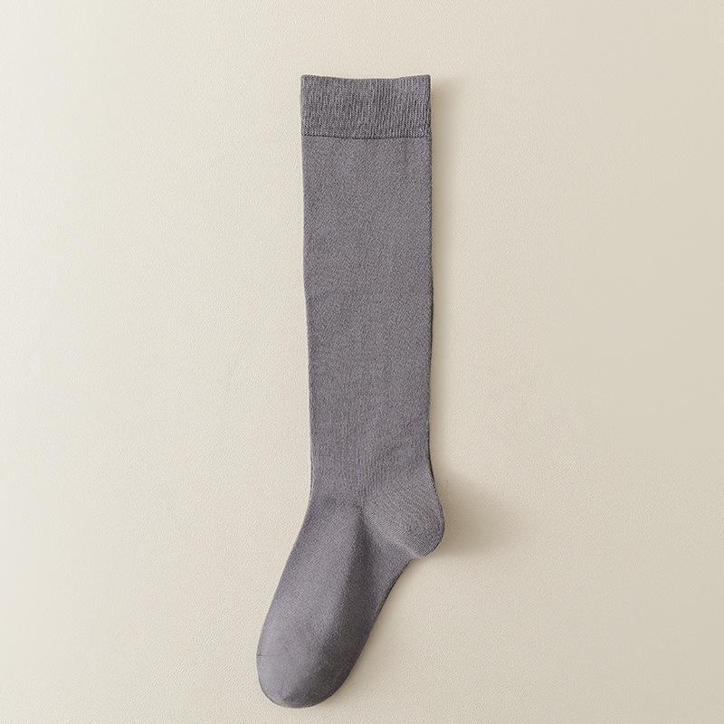 Female Spring and Autumn Pure Cotton Color Pressure Thin Leg Long Leg Socks