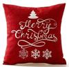 Red Plaid Sofa Linen Christmas Pillow Cover Reindeer Snowflake Home Cushion Cover