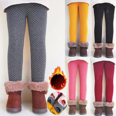 Polka Dot Autumn Winter Pants for Kids Girls Thicken Warm Leggings Children's Trousers 2-12Y